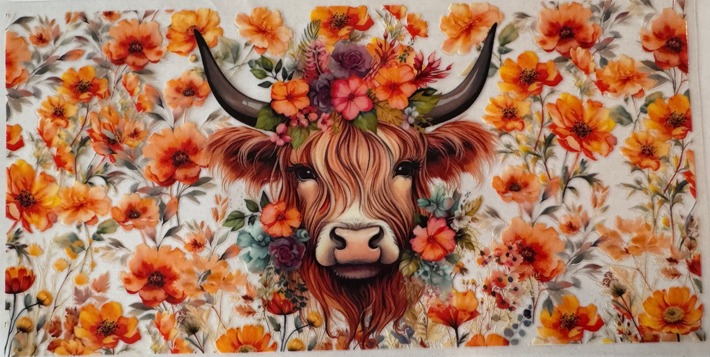 Floral Highland Cow