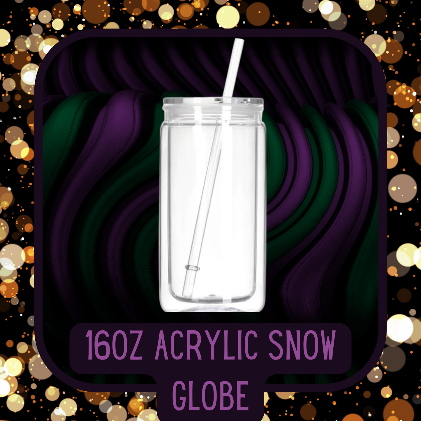 16oz Acrylic Snow Globe Tumbler
