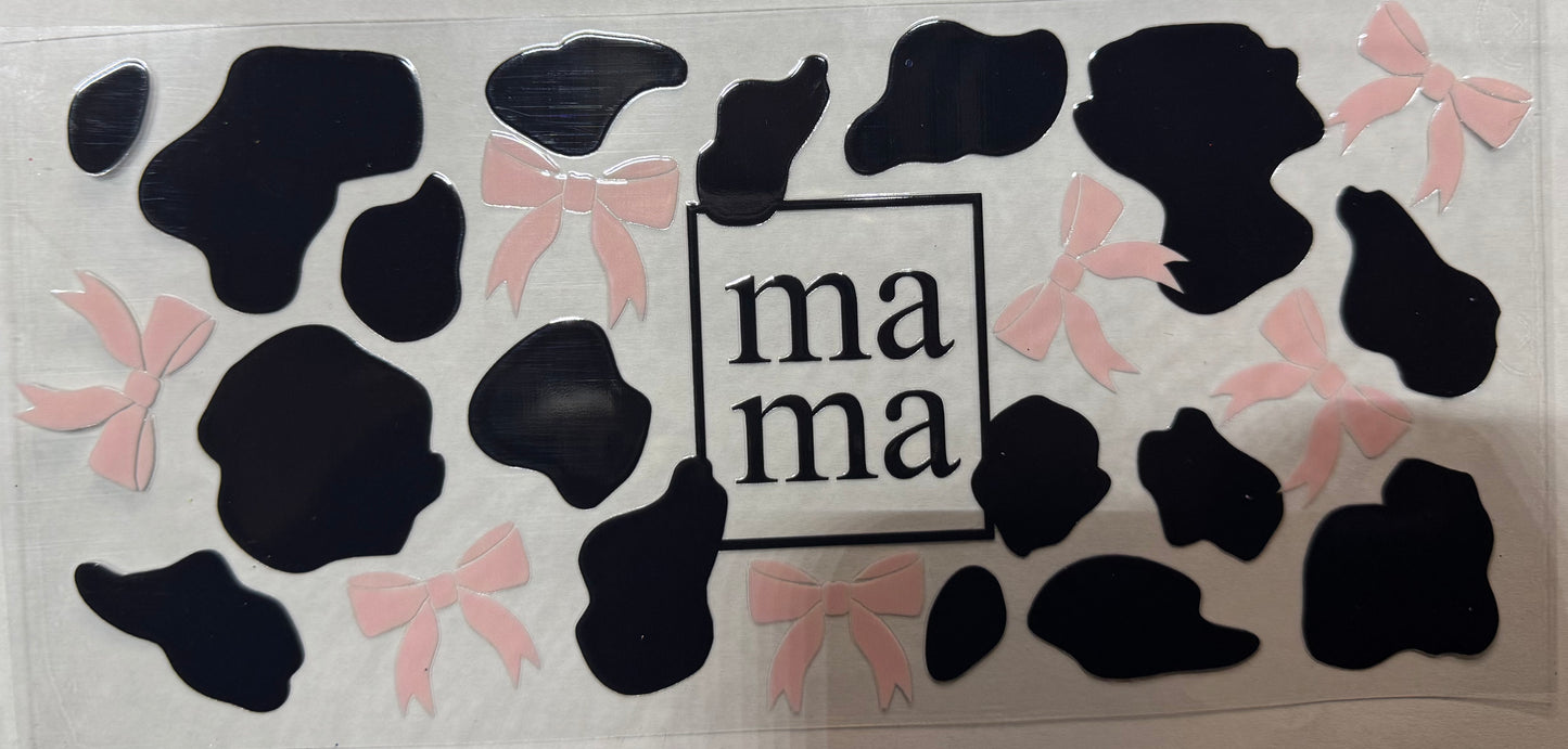 Mama Pink Bows Cow Print