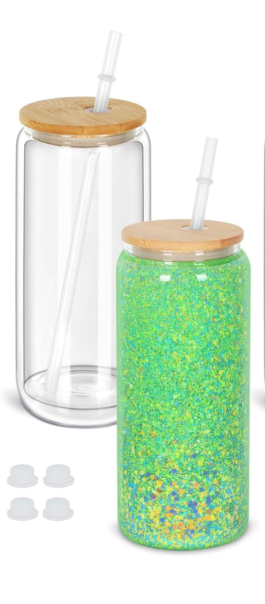 20oz Glass Snow Globe Cup