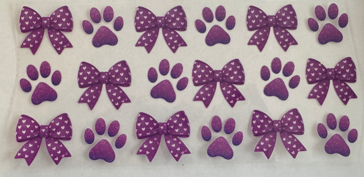 Purple bows and paws