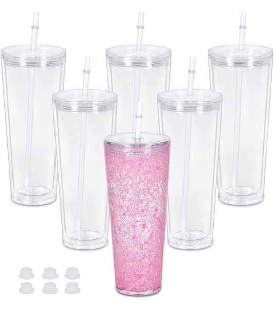 24oz Acrylic Tumbler, Clear Lid