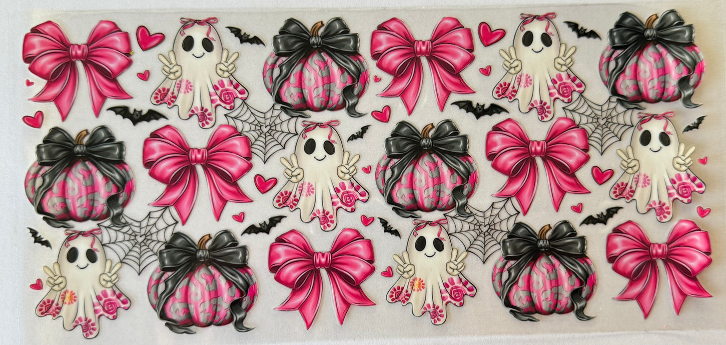 Pink Ghosts bows & pumpkins