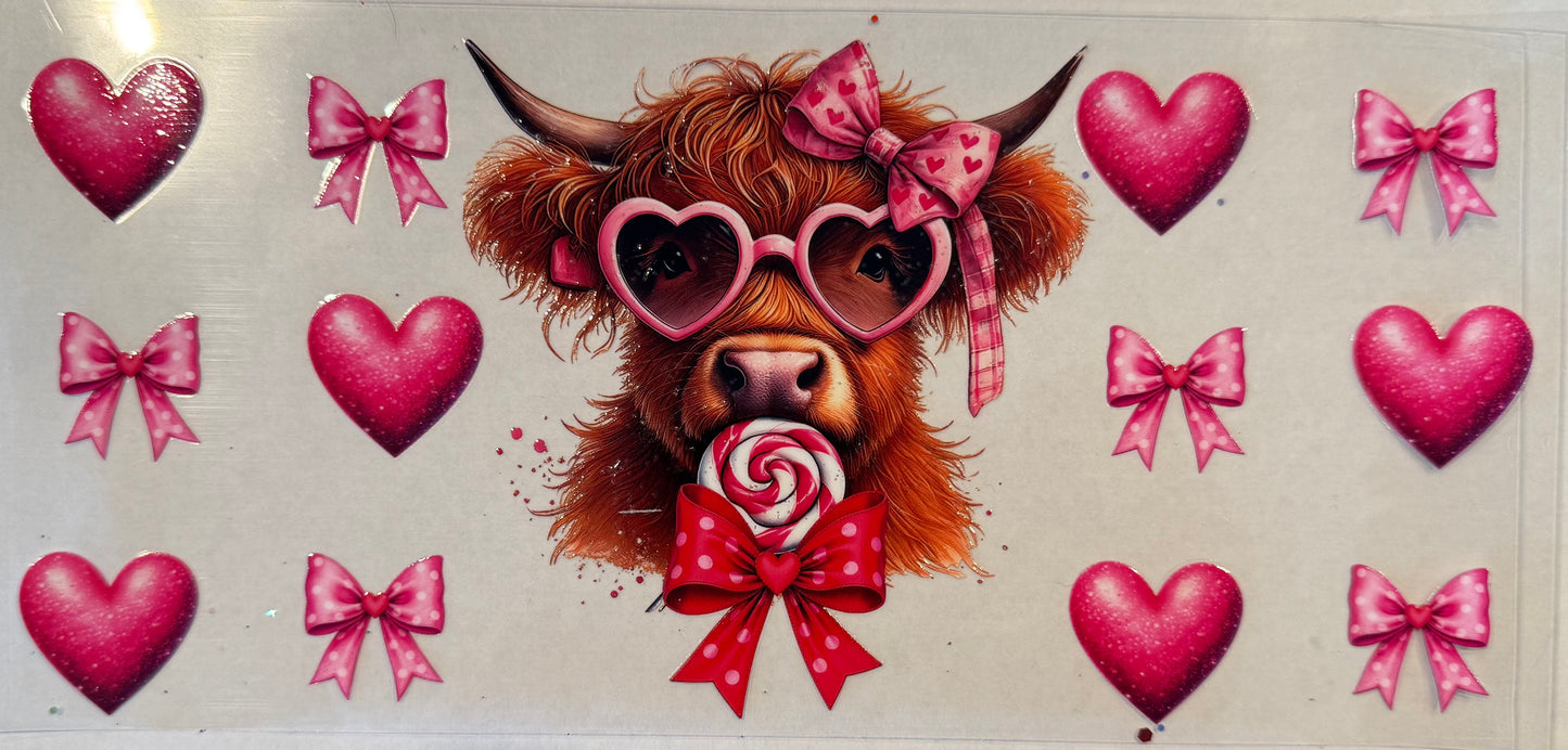 Highland cow bows & hearts