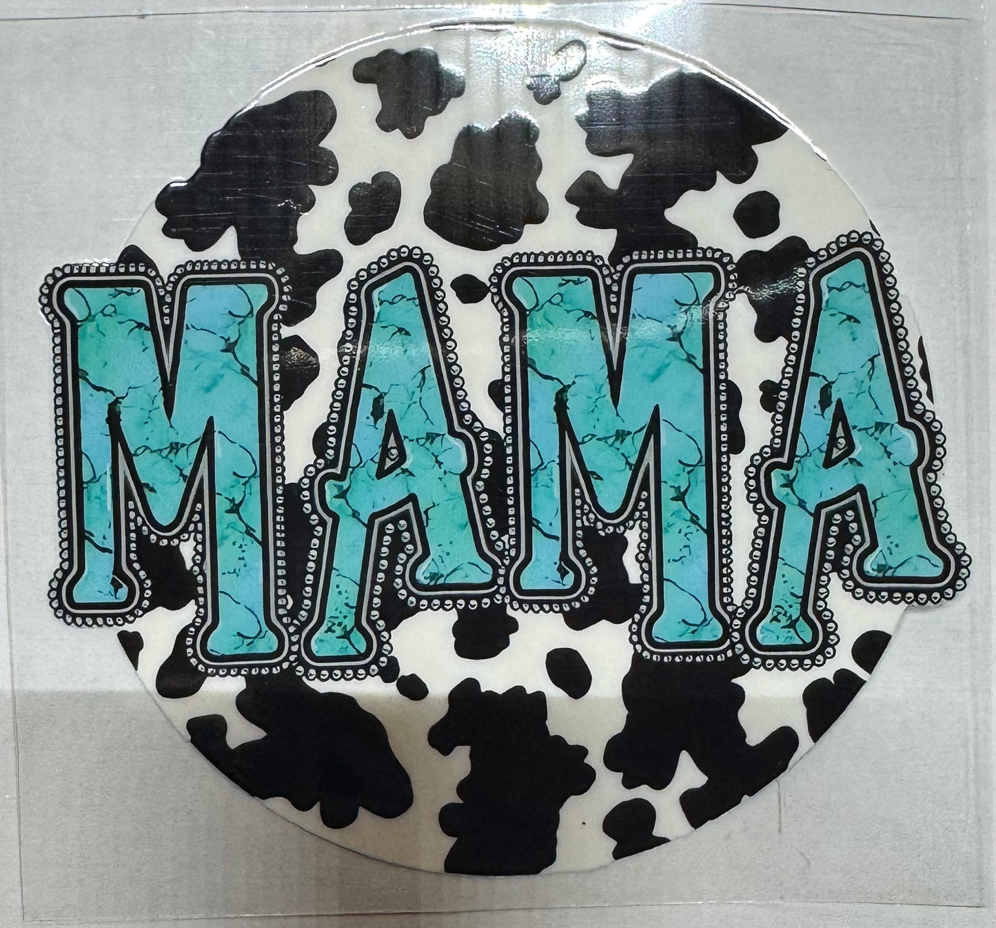 Mama Teal Cow Print