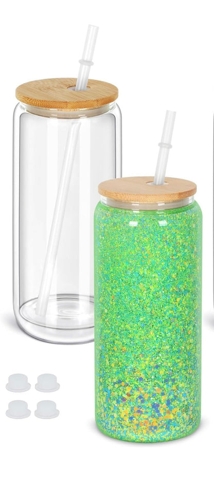 20oz Glass Snow Globe Cup