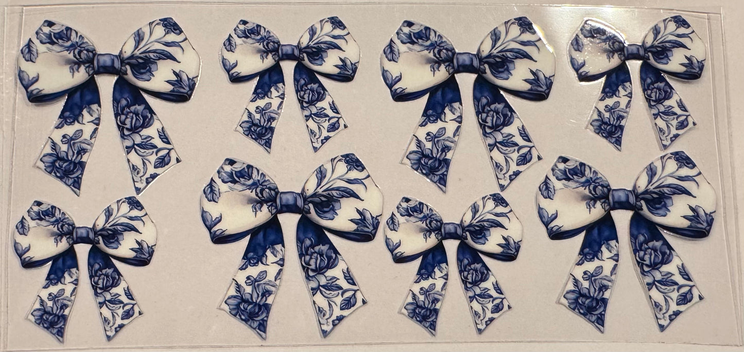 Blue & White Floral Bows