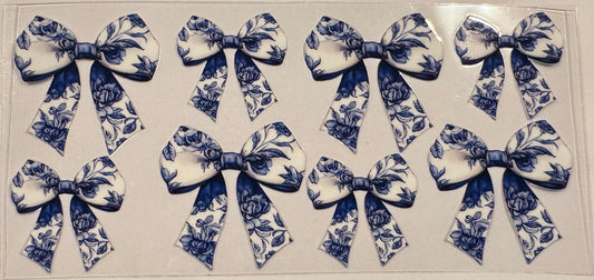 Blue & White Floral Bows