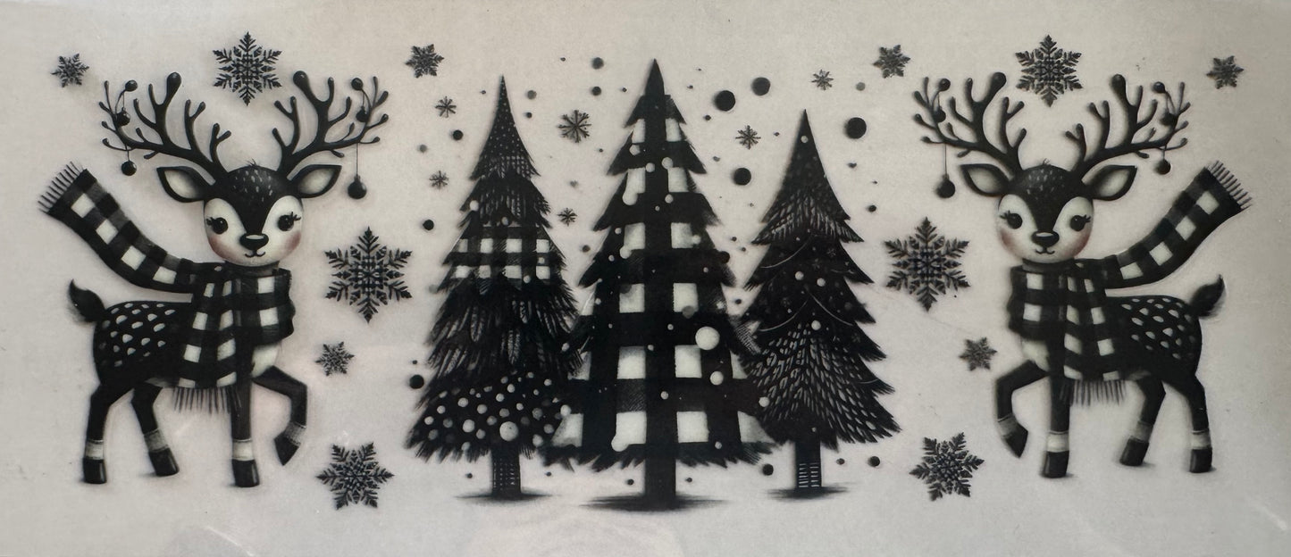 Black and white checked trees