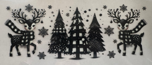 Black and white checked trees