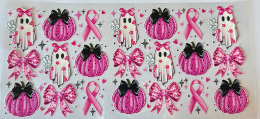 Pink Ghost and pumpkins
