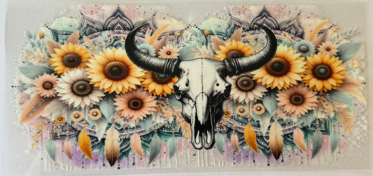 Bull skull sunflowers