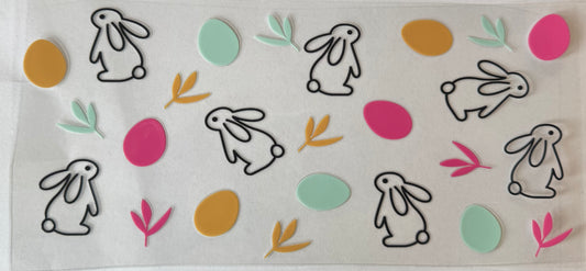 Bunny and colorful eggs
