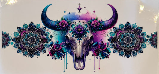 Bull Skull Purple Blue