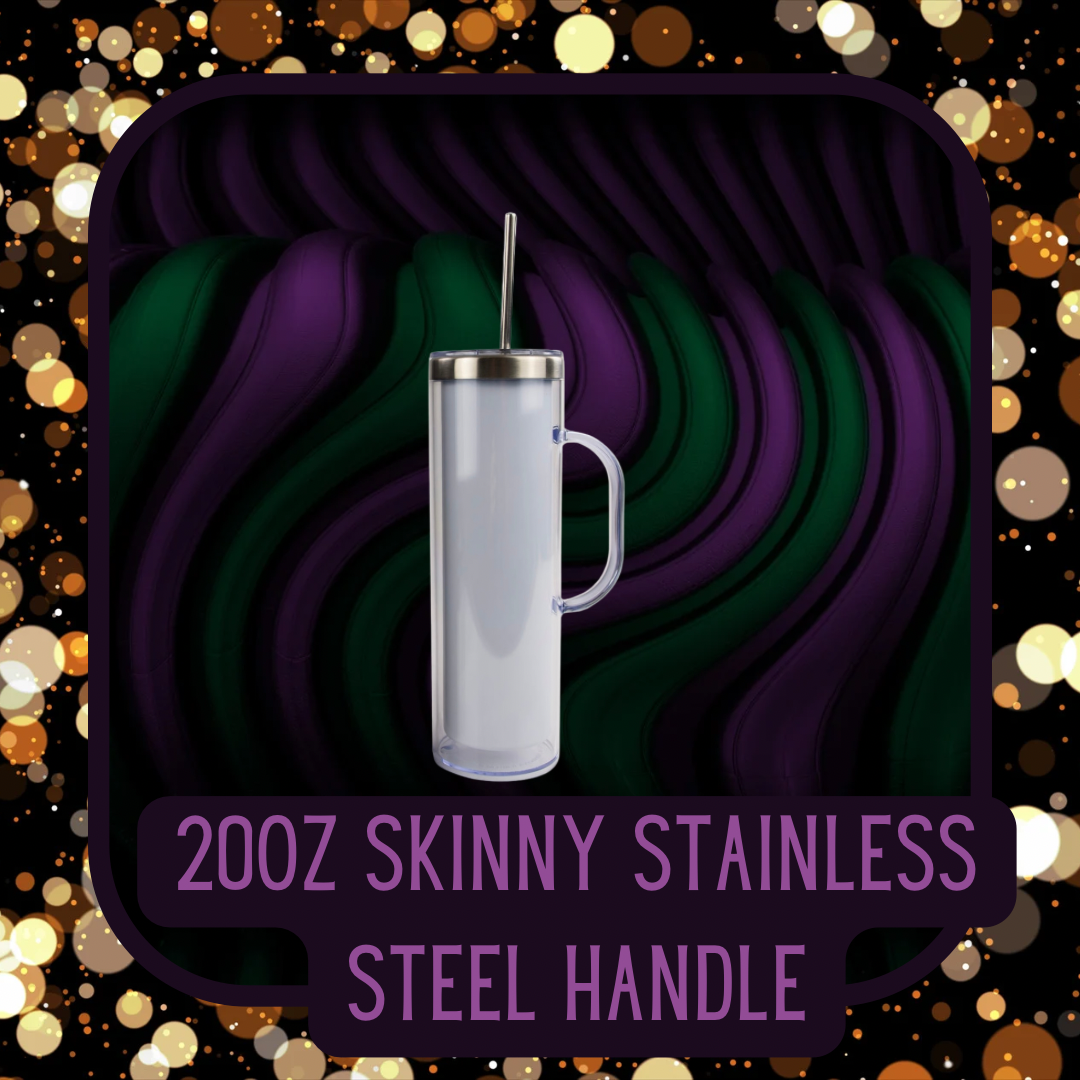 20oz Skinny Stainless Steel Snowglobe Handle